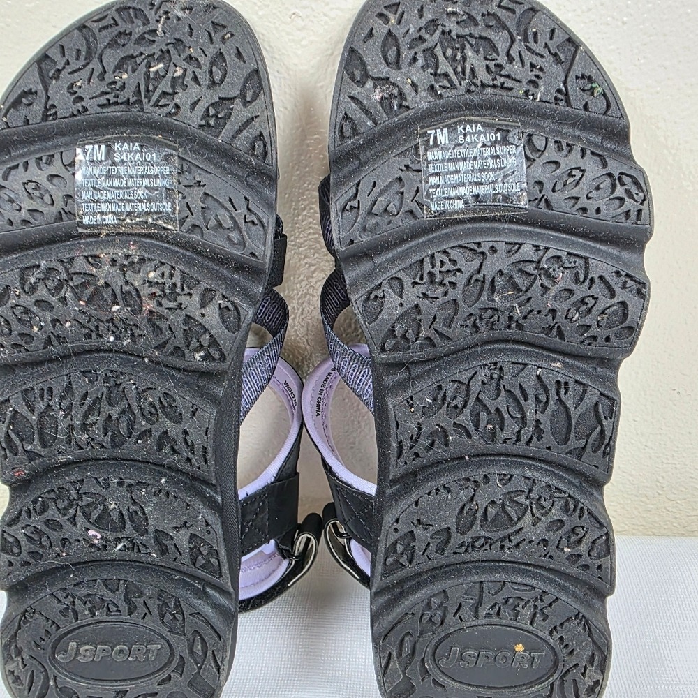 JSport Women's‎ 7 Kaia Adjustable Strap Water Sports Comfort Sandal Black Purple - Picture 5 of 7